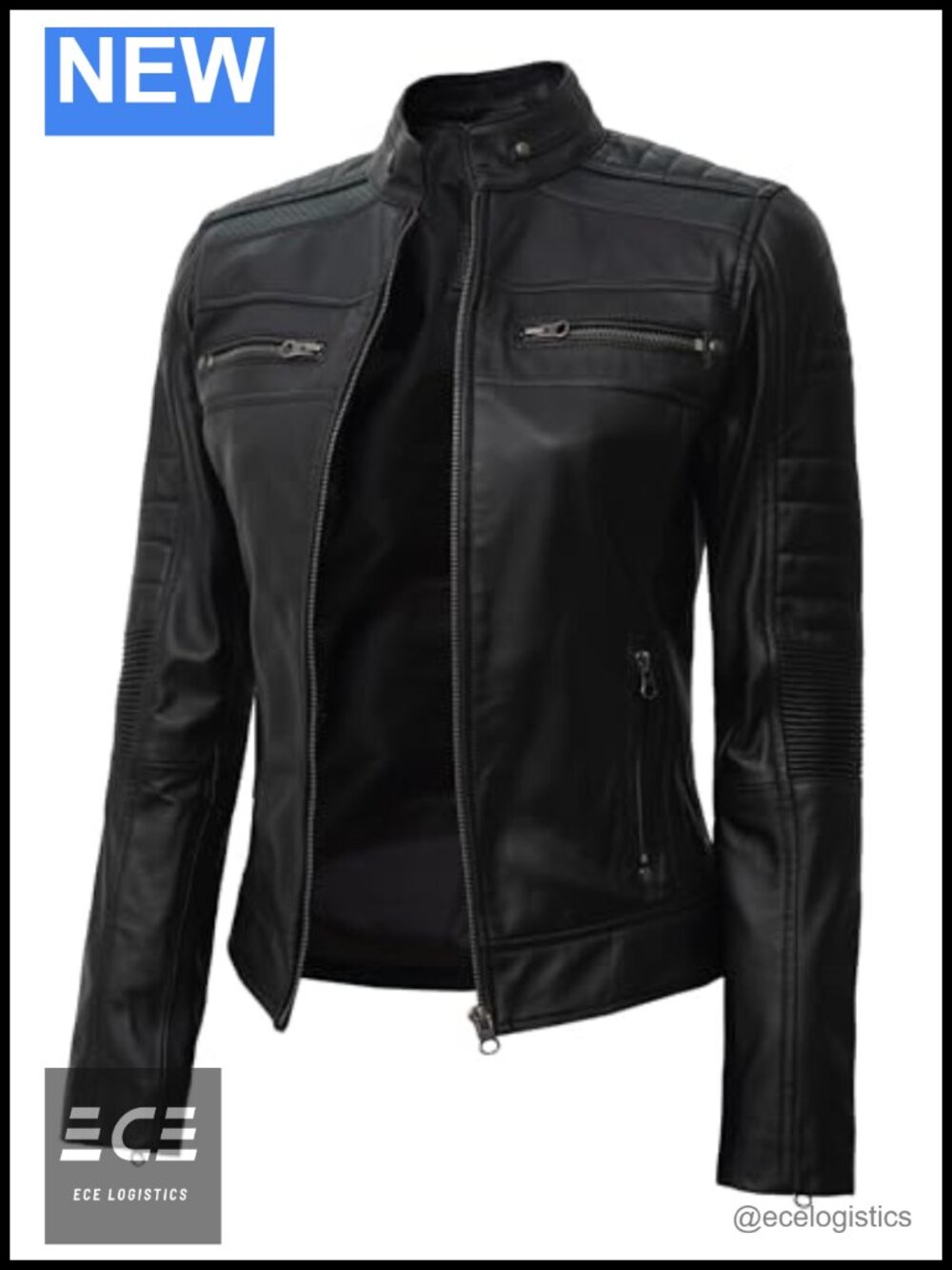 Real Lambskin Leather Jacket Cafe Racer Biker Style
